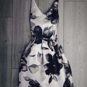 Floral black and white dress